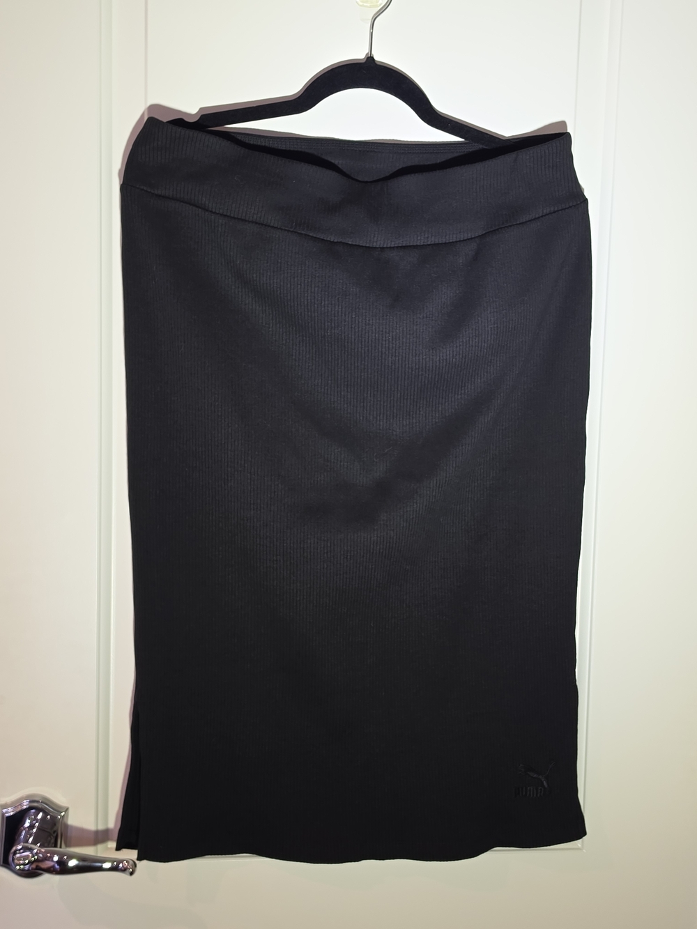 PUMA Black Ribbed Knee-Length Skirt